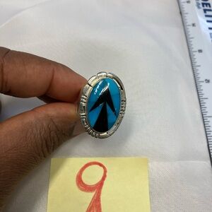 Turquoise and Black Arrow Ring